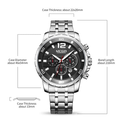 MEGIR Chronograph Quartz Men Watch Top Brand Luxury Military Wrist Watches Clock Men Relogio Masculino Business Wristwatch