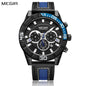 MEGIR Watches for Mens Top Brand Luxury Military Sports Watches Chronograph Leather Waterproof Date Quartz Wristwatch Man Clock 2066
