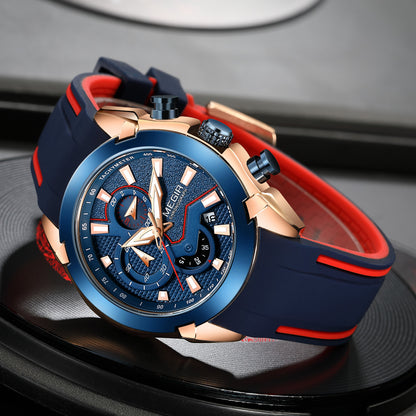 MEGIR Fashion Men's Watches Silicone Military Sport Watch Waterproof Date Chronograph Clock Wrist Watch Relogio Masculino 2065