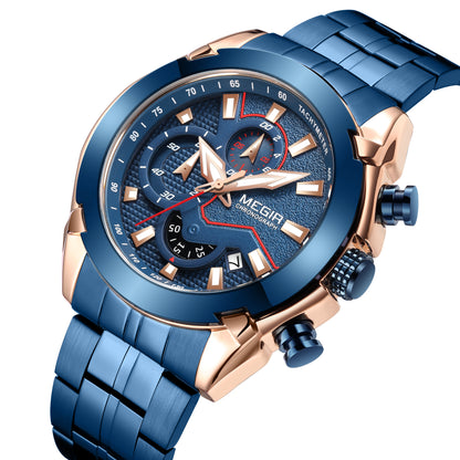 MEGIR Fashion Men Watches Luxury Business Watch for Men Stainless Steel Quartz Wrist Watch Calendar Date Clock Reloj Hombre 2065