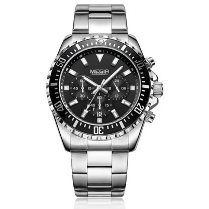 MEGIR Original Luxury Business Quartz Watch Men Brand Stainless Steel Chronograph Military WristWatch Clock Relogio Masculino