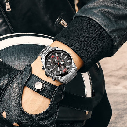 MEGIR Original Luxury Men Chronograph Stainless Steel Wristwatch Waterproof Luminous Quartz Watch Clock Calendar Reloj Hombre
