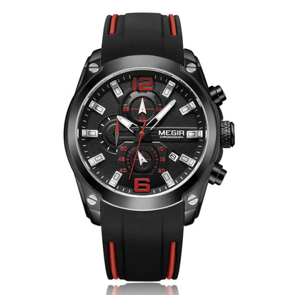 MEGIR Sport Watch Silicone Strap Chronograph Men Quartz Military Watch Waterproof Wrist Watches Relogio Masculino Man Clock