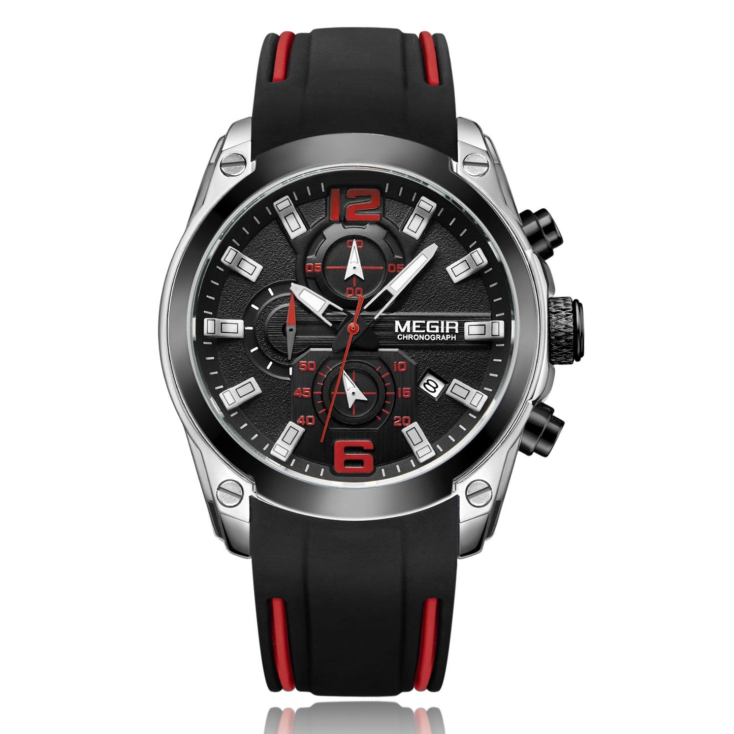 MEGIR Sport Watch Silicone Strap Chronograph Men Quartz Military Watch Waterproof Wrist Watches Relogio Masculino Man Clock
