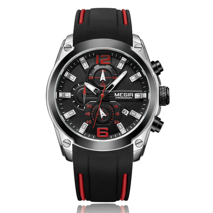 MEGIR Sport Watch Silicone Strap Chronograph Men Quartz Military Watch Waterproof Wrist Watches Relogio Masculino Man Clock