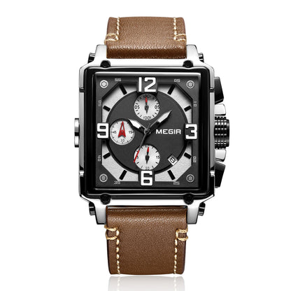 MEGIR Men Watch Top Brand Luxury Chronograph Quartz Watches Clock Men Leather Sport Army Military Wrist Watch Relogio Masculino