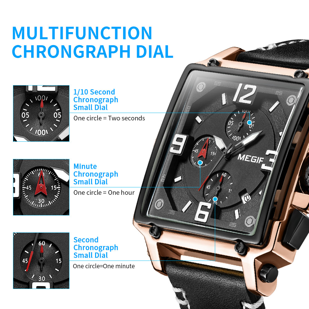 MEGIR Men Watch Top Brand Luxury Chronograph Quartz Watches Clock Men Leather Sport Army Military Wrist Watch Relogio Masculino