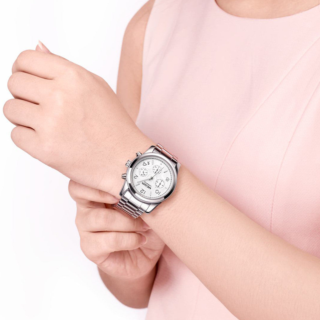 MEGIR Luxury Elegant Women Watch Stainless Steel Ladies Quartz Wristwatch Fashion Female Watches Casual Femme Relogio 2057