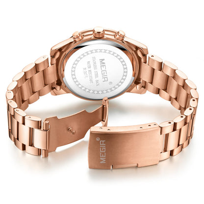 MEGIR Luxury Elegant Women Watch Stainless Steel Ladies Quartz Wristwatch Fashion Female Watches Casual Femme Relogio 2057