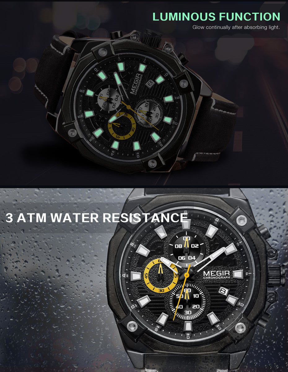 MEGIR Men's Quartz Watches Top Brand Luxury Military Sports Watch Chronograph Fashion Man Clock Wristwatch montre homme 2054