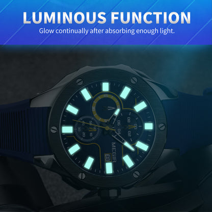 MEGIR Men Sport Military Watch Luxury Luminous Chronograph Quartz Watches Clock Calendar Waterproof Wristwatch Relogio Masculino