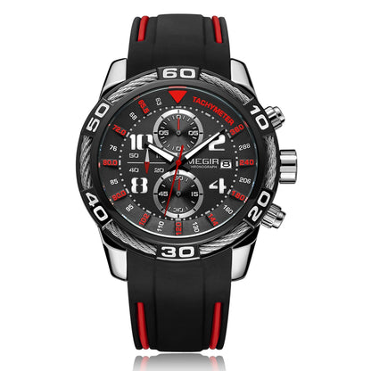 MEGIR Fashion Sports Watches for Mens Luxury Quartz Casual Wristwatch Relogio Masculino Man Chronograph Silicone Strap Clock