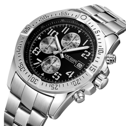 MEGIR Men's Business Quartz Watches Top Luxury Brand Casual Wristwatch Waterproof Date Clock Stainless Steel Man Chronograph