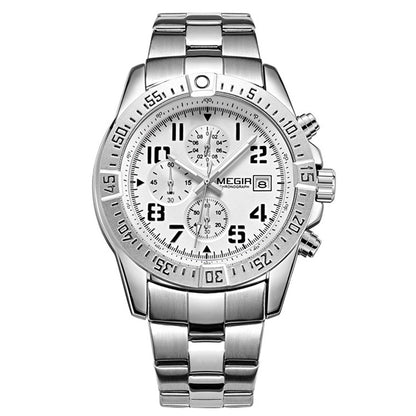 MEGIR Men's Business Quartz Watches Top Luxury Brand Casual Wristwatch Waterproof Date Clock Stainless Steel Man Chronograph