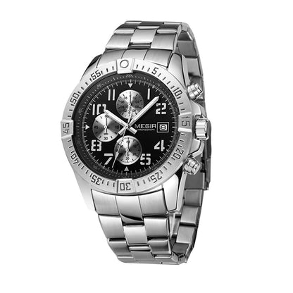 MEGIR Men's Business Quartz Watches Top Luxury Brand Casual Wristwatch Waterproof Date Clock Stainless Steel Man Chronograph
