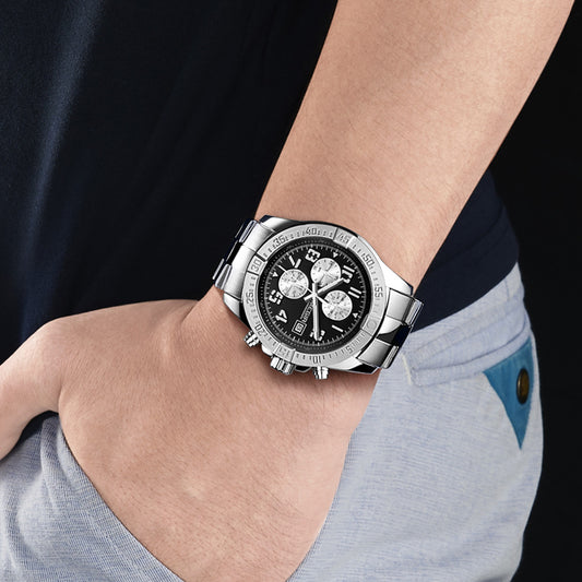 MEGIR Men's Business Quartz Watches Top Luxury Brand Casual Wristwatch Waterproof Date Clock Stainless Steel Man Chronograph