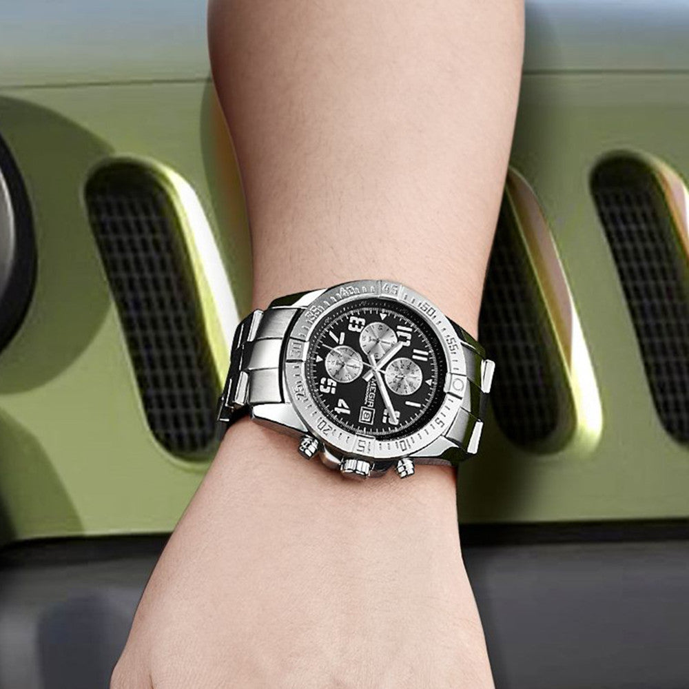 MEGIR Men's Business Quartz Watches Top Luxury Brand Casual Wristwatch Waterproof Date Clock Stainless Steel Man Chronograph