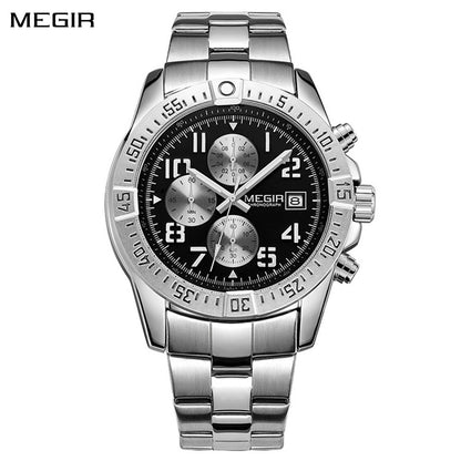 MEGIR Men's Business Quartz Watches Top Luxury Brand Casual Wristwatch Waterproof Date Clock Stainless Steel Man Chronograph