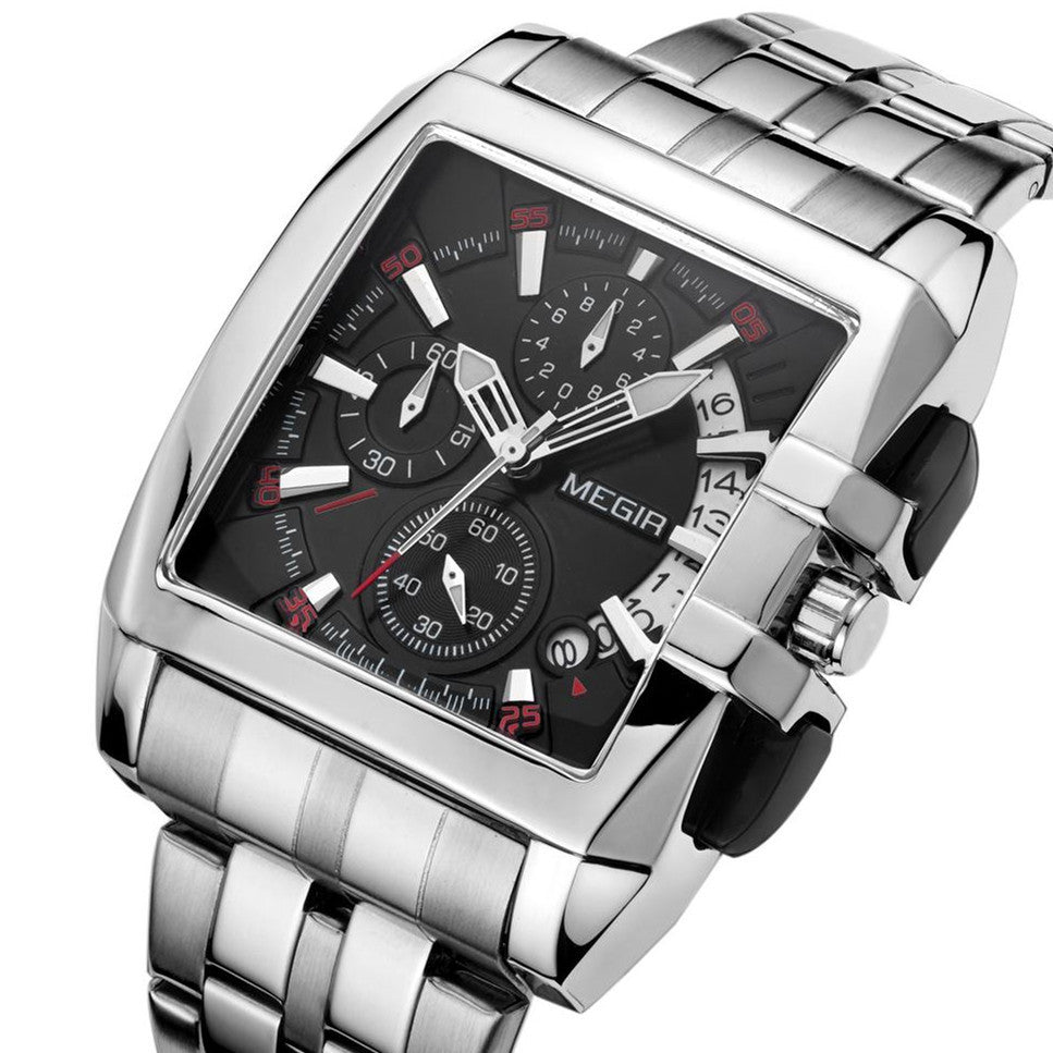 MEGIR Original Luxury Men Watch Stainless Steel Mens Quartz Wrist Watches Business Big Dial Wristwatches Relogio Masculino 2018