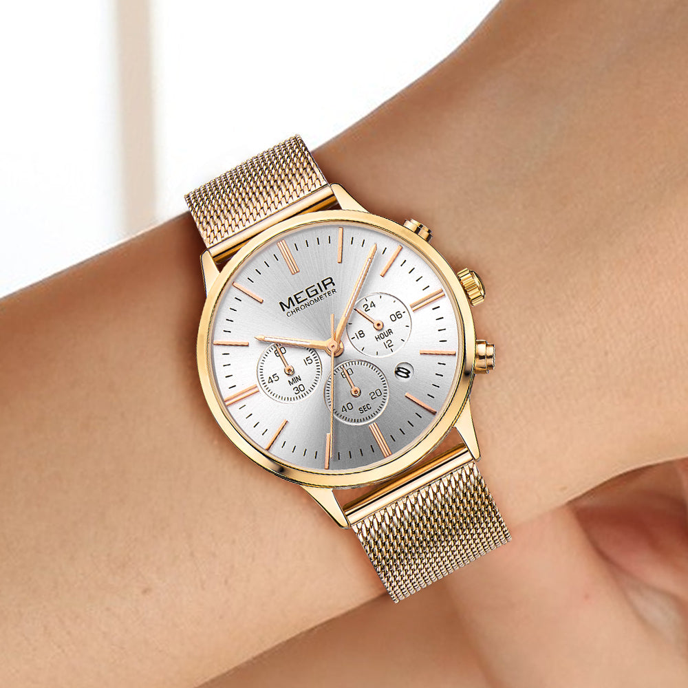 MEGIR Brand Luxury Women Watches Fashion Quartz Ladies Watch Sport Relogio Feminino Wristwatch Waterproof Dress Clock 2011