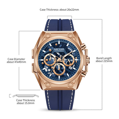 MEGIR Men's Watches Waterproof Sports Wristwatches Quartz Watch Chronograph Luminous Male Clock Calendar Relogio Masculino