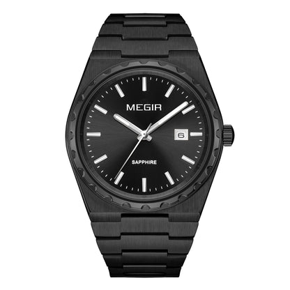 MEGIR Luxury Men Business Wrist Watch Stainless Steel Quartz Watches Waterproof Calendar Fashion Casual Wristwatch Reloj Hombre 8401