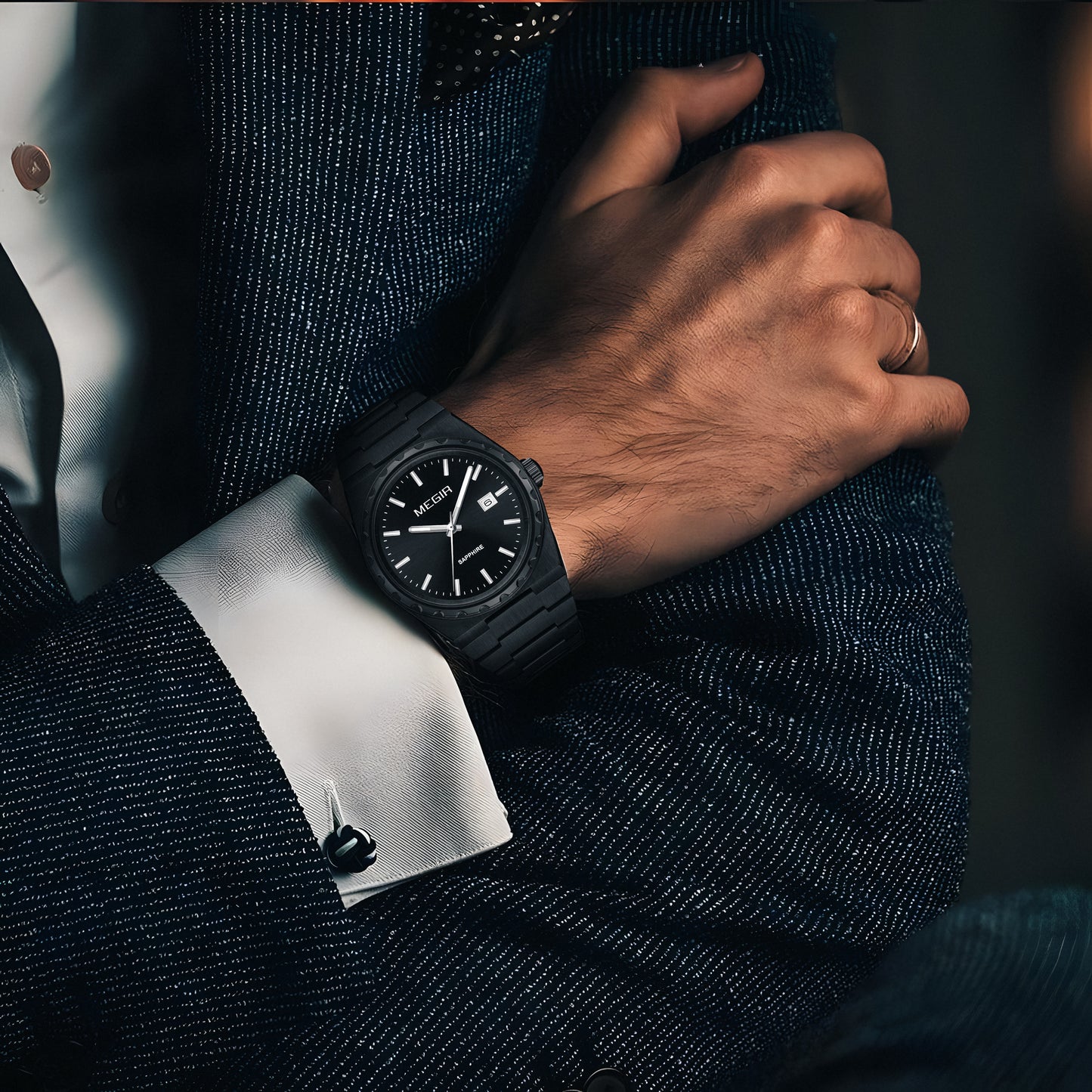 MEGIR Luxury Men Business Wrist Watch Stainless Steel Quartz Watches Waterproof Calendar Fashion Casual Wristwatch Reloj Hombre 8401