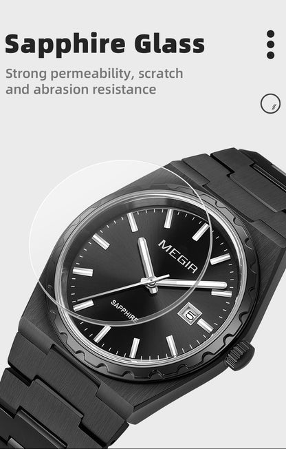 MEGIR Luxury Men Business Wrist Watch Stainless Steel Quartz Watches Waterproof Calendar Fashion Casual Wristwatch Reloj Hombre 8401