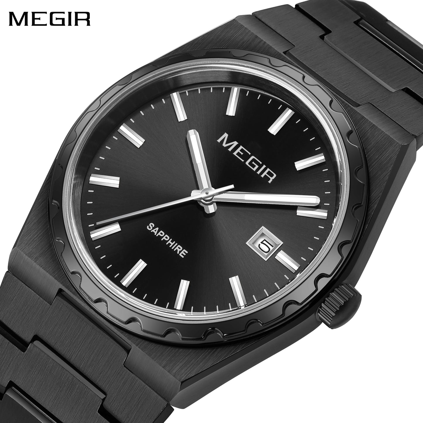 MEGIR Luxury Men Business Wrist Watch Stainless Steel Quartz Watches Waterproof Calendar Fashion Casual Wristwatch Reloj Hombre 8401