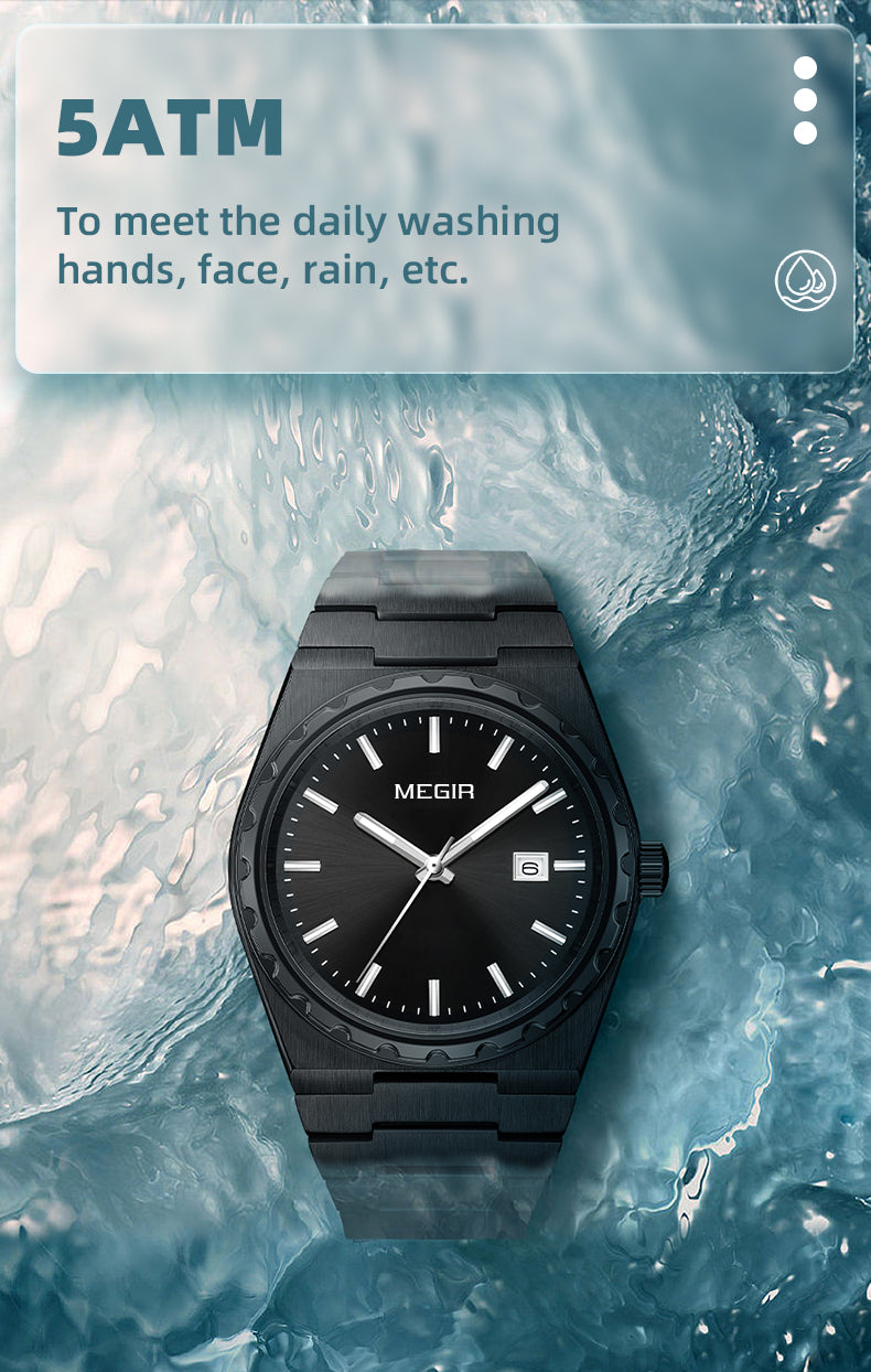 MEGIR Luxury Men Business Wrist Watch Stainless Steel Quartz Watches Waterproof Calendar Fashion Casual Wristwatch Reloj Hombre 8401