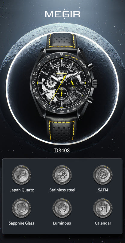 MEGIR Luxury Men's Business Casual Watches Leather Waterproof Quartz Chronograph Male Clock Wristwatch Relogio Masculino