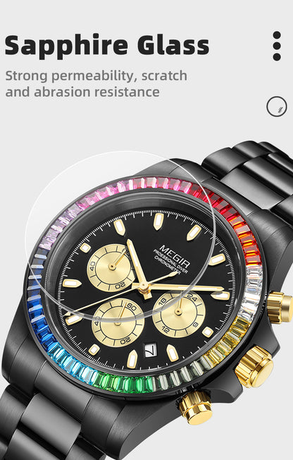 MEGIR Mens Watches Top Brand Luxury Business Wristwatches Stainless Steel Waterproof Date Quartz Chronograph Reloj Hombre 8410