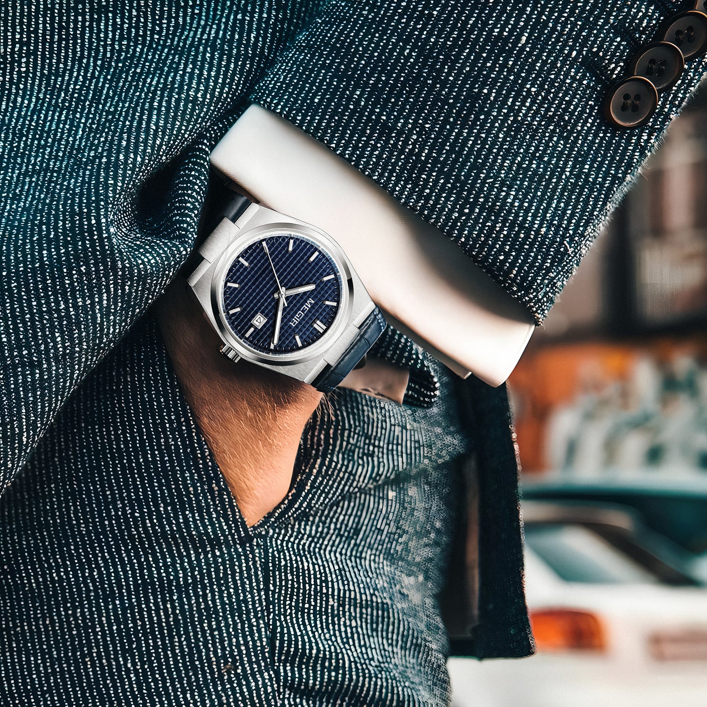 MEGIR Watches for Men Fashion Business Men's Wrist Watch Waterproof Leather Quartz Sport Wristwatch Date Clock Reloj Hombre