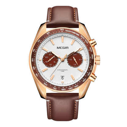 MEGIR Fashion Quartz Watch for Men Top Brand Luxury Sport Military Wristwatch Leather Strap Date Casual Clock Reloj Hombre 8407