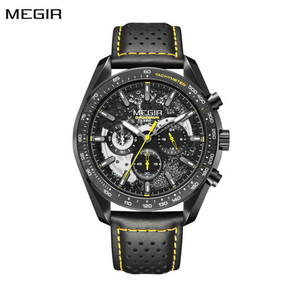 MEGIR Luxury Men's Business Casual Watches Leather Waterproof Quartz Chronograph Male Clock Wristwatch Relogio Masculino