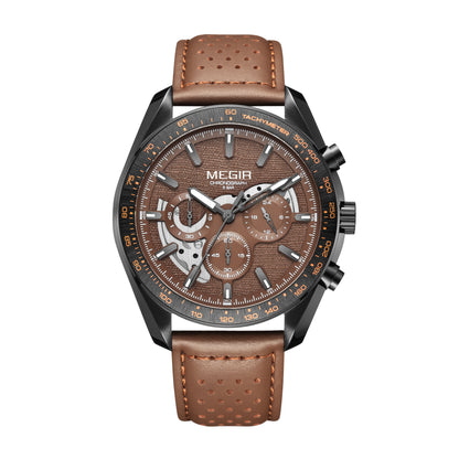 MEGIR Luxury Men's Business Casual Watches Leather Waterproof Quartz Chronograph Male Clock Wristwatch Relogio Masculino