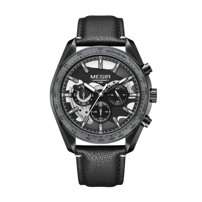 MEGIR Luxury Men's Business Casual Watches Leather Waterproof Quartz Chronograph Male Clock Wristwatch Relogio Masculino