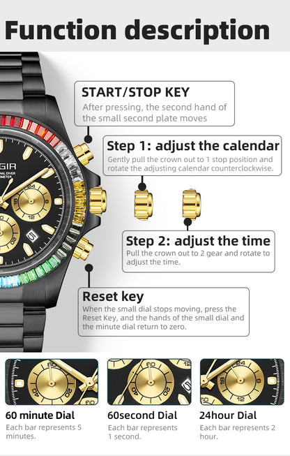 MEGIR Mens Watches Top Brand Luxury Business Wristwatches Stainless Steel Waterproof Date Quartz Chronograph Reloj Hombre 8410