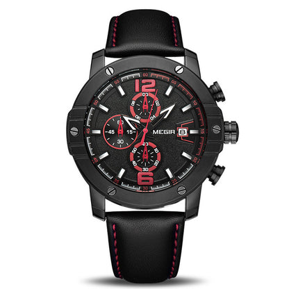 MEGIR Fashion Men's Quartz Watch Top Brand Luxury Business Casual Wristwatch Leather Strap Military Sports Watch Male Clock 2046