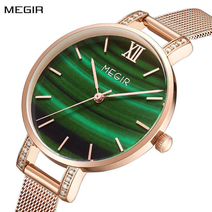 MEGIR Fashion Quartz Women Bracelet Watches Luxury Casual Ladies Dress Clock Female Steel Mesh Band Wristwatch Relogio Feminino