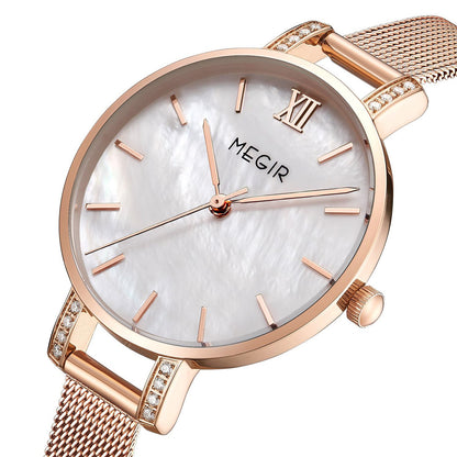MEGIR Fashion Quartz Women Bracelet Watches Luxury Casual Ladies Dress Clock Female Steel Mesh Band Wristwatch Relogio Feminino