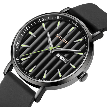 MEGIR Luxury Big Dial Mens Watch Fashion Quartz Casual Sport Wristwatch for Men Waterproof Week Date Display Clock Reloj Hombre