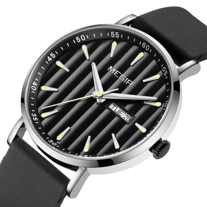 MEGIR Luxury Big Dial Mens Watch Fashion Quartz Casual Sport Wristwatch for Men Waterproof Week Date Display Clock Reloj Hombre