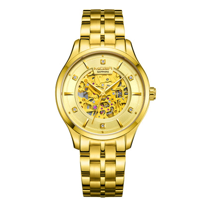 MEGIR Luxury Men Watches Waterproof Automatic Mechanical Watch Stainless Steel Sapphire Gold Business WristWatch Reloj Hombre