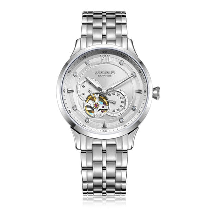 MEGIR Luxury Men Watches Stainless Steel Automatic Mechanical Watch Sapphire Steel Case Business WristWatch Montre Homme