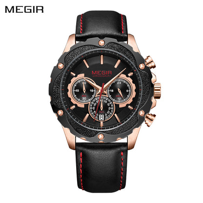 MEGIR Luxury Sports Watches for Men Waterproof Quartz Wrist Watch Chronograph Fashion Leather Military Clock Reloj Hombre 2070