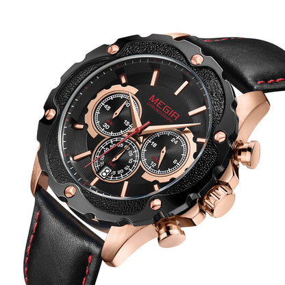 MEGIR Luxury Sports Watches for Men Waterproof Quartz Wrist Watch Chronograph Fashion Leather Military Clock Reloj Hombre 2070