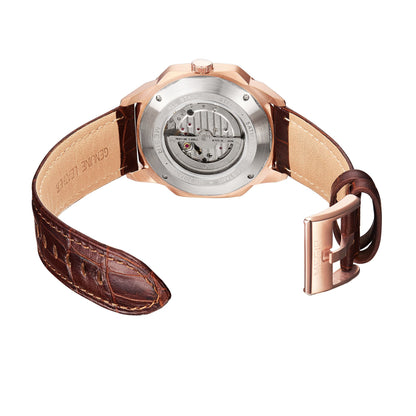 MEGIR Retro Men's Wristwatch Luxury Automatic Mechanical Watches Leather Strap Sapphire 5ATM Waterproof Watch Relogio Masculino