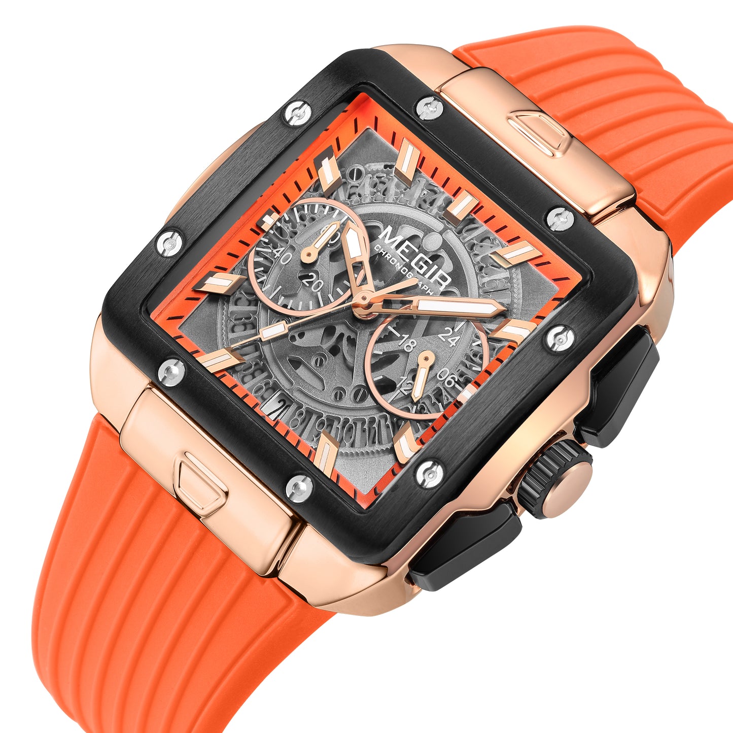 MEGIR Watch for Men Luxury Sport Quartz Wristwatch with Silicone Band Luminous Hands Date Male Chronograph Clock Reloj Hombre