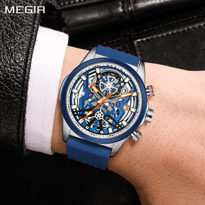 MEGIR Sports Watches Brand Luxury Wrist Watch Clock for Men Silicone Strap Luminous Quartz Big Dial Wristwatch Relogio Masculino